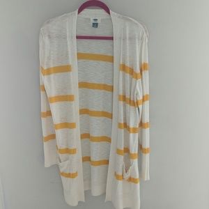 Old Navy white and yellow cardigan with pockets XL